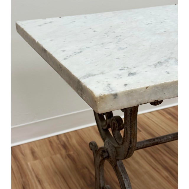 Gray Antique French Marble Top Cast Iron Bistro or Pastry Table For Sale - Image 8 of 15