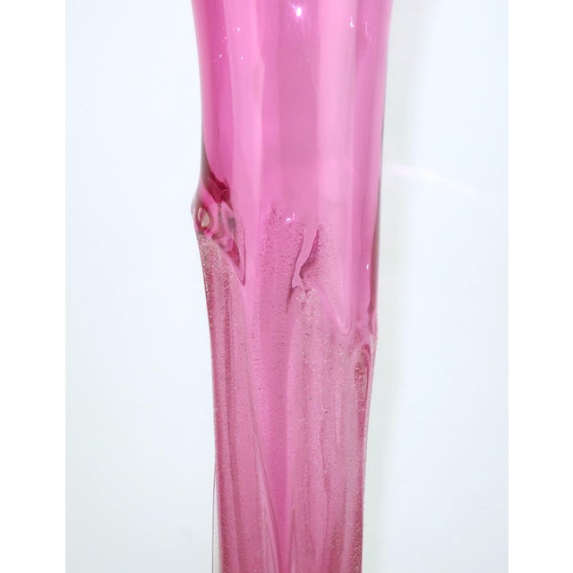 Neal Drobnis Sand Cast Magenta Art Glass Vase, 1997 For Sale - Image 11 of 18