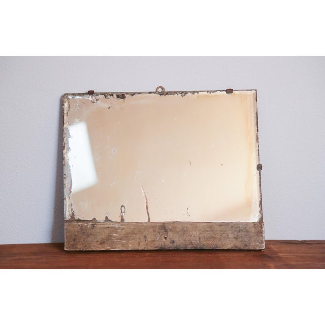 Primitive Antique Bathroom Mirror With Beveled Edge and Rich Patina on Wood Frame For Sale - Image 16 of 18