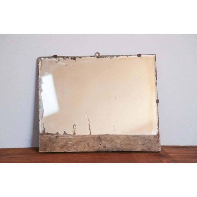 Primitive Antique Bathroom Shaving Mirror With Beveled Edge and Rich Patina on Wood Frame For Sale - Image 16 of 18