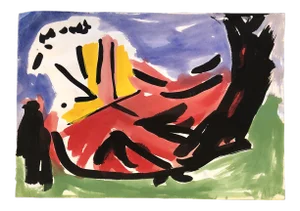 Vintage Original Robert Cooke Abstract “ Dancing Chicken “Painting