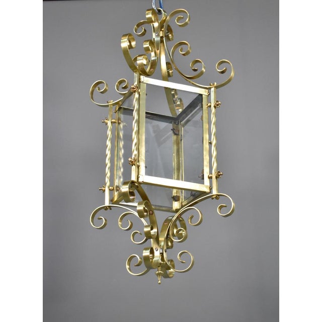 Large French Brass Lantern, 1920s For Sale - Image 4 of 18