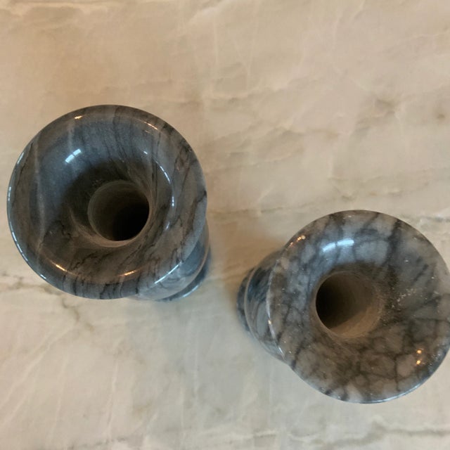 Gray Late 20th Century Grey Marble Bud Vases - a Pair For Sale - Image 8 of 9