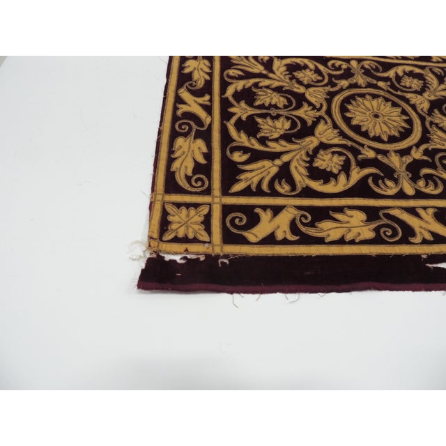 Italian Antique Red and Gold Italian Suede Applique Textile Fragment #3 For Sale - Image 3 of 4