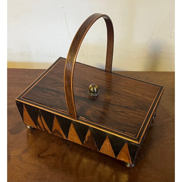 Antique Early 19th Century English George III Exotic Wood Harlequin Desk Box for Stationery or Sewing Pannier For Sale - Image 12 of 15