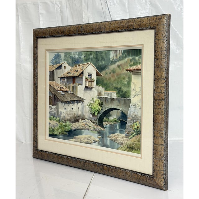 1980s Luis Amendolla (Mexican 1939-2000) Watercolor Village Landscape, Signed For Sale - Image 5 of 18