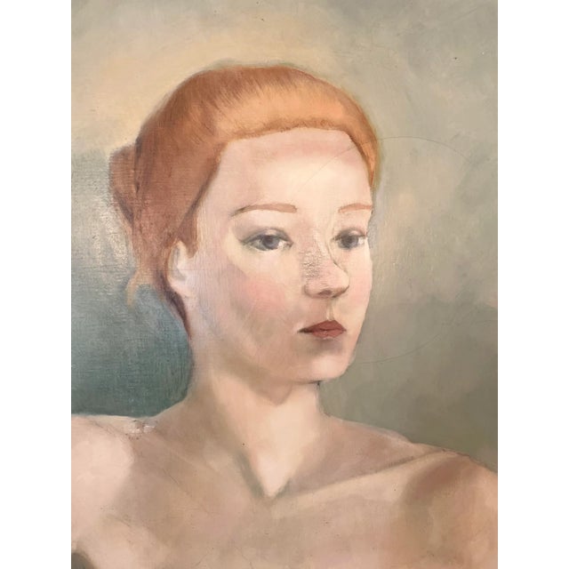 Mid-Century Modern Mid Century French Life Size Figurative Nude Lady Female Portrait Original Oil Painting Attributed to Jose Vilato Ruiz Fin (1916-1969). For Sale - Image 3 of 12