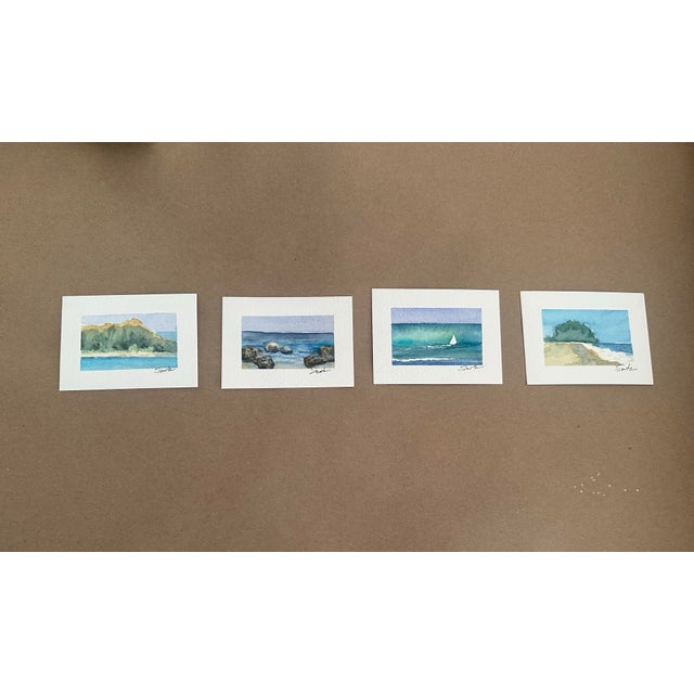 Coastal “Hawaiian Paradise” a Collection of Miniature Original Watercolors by Nancy Smith — Set of 4 For Sale - Image 3 of 4
