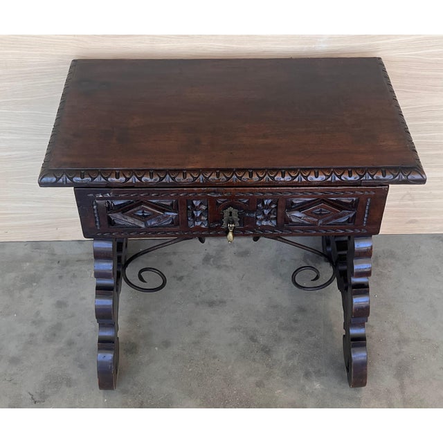 18th Spanish Console Table with Carved Drawers and Original Hardware For Sale - Image 4 of 18