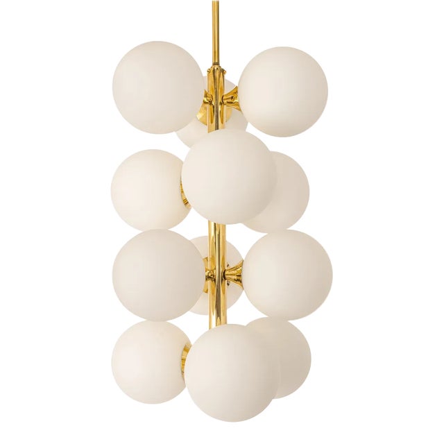 Large Stunning Kaiser Sputnik Glass Globes Chandelier, Germany, 1970s For Sale