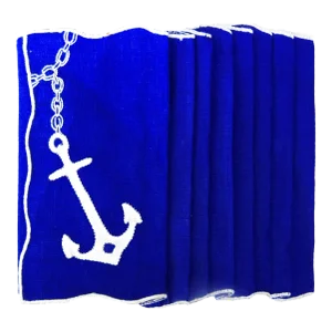 Vintage Nautical / Coastal / Beach Motif Navy Blue Anchor Cocktail Napkins, Set of 8