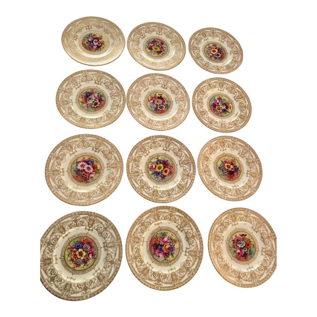 12 Antique Royal Worcester Hand-Painted & Signed Cabinet Plates For Sale