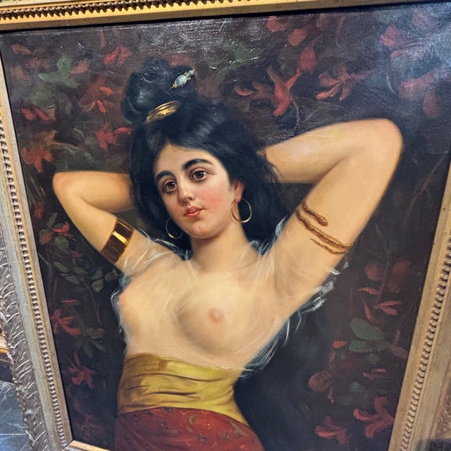 Antique painting depicting an odalisque – Art Nouveau from 1906! Signed lower right O. Basel. Measurements 105 x 83 cm...