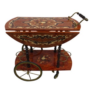 Italian Marquetry Bar Cart For Sale