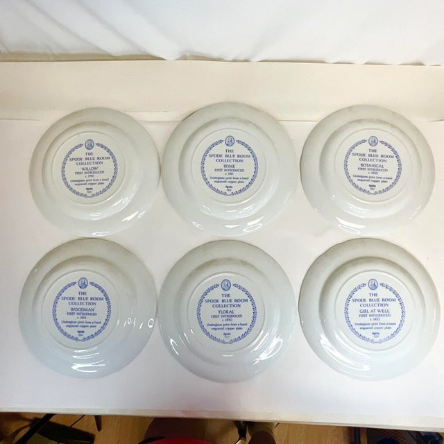 1990s English Rustic European Spode Blue & White Dinner Plates - Set of 6. For Sale - Image 12 of 12