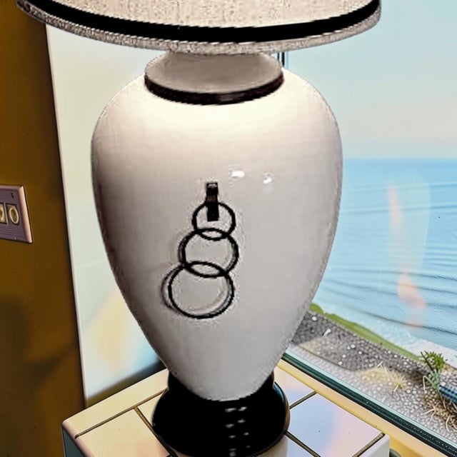 The Marbro Lamp Company Monumental Ginger Jar Shaped Table Lamps With Cascading Hoop Earring Handles on Lamp and Shade For Sale - Image 4 of 17