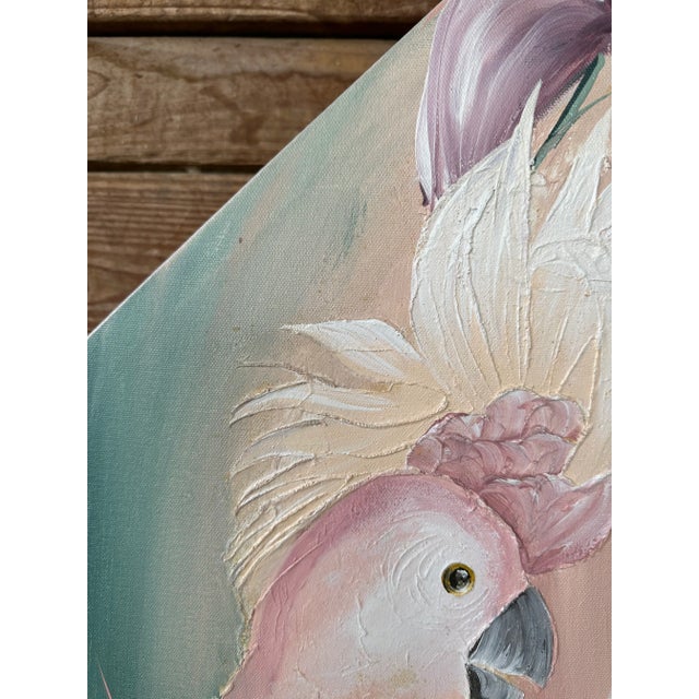 1980’s Coastal Tropical Cockatoo Oil Painting Signed Walcutt For Sale - Image 10 of 13