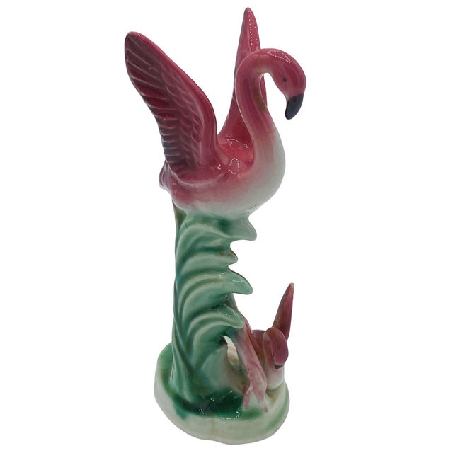 Pair of Mid 20th Century Ceramic Miniature Pink Flamingo Tabletop Statue by Leftons For Sale - Image 15 of 17