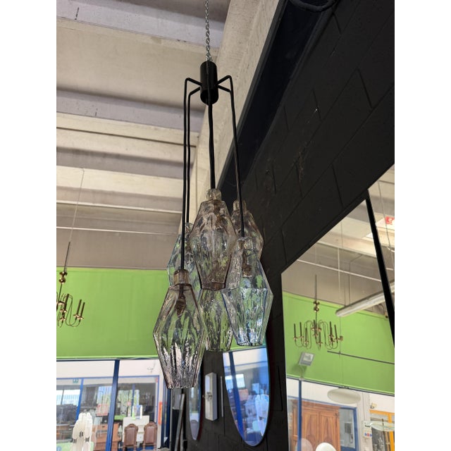 Mid-Century Modern Large Polyhedron 6-Light Chandelier by Carlo Scarpa for Venini, 1950 For Sale - Image 3 of 12
