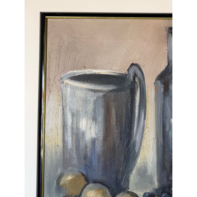 1970's Vintage Gasper Gunhz Modernist Still Life Mixed-Texture Oil on Canvas Painting, Framed For Sale In Miami - Image 6 of 12