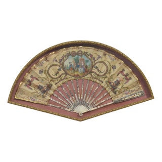 Antique Painted Folding Fan, 1800s For Sale