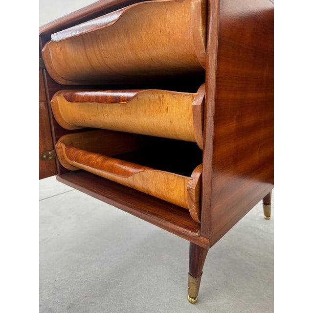 Mid-Century Italian Wood and Brass Desk from La Permanente Mobili Cantù, Italy, 1950 For Sale - Image 11 of 12