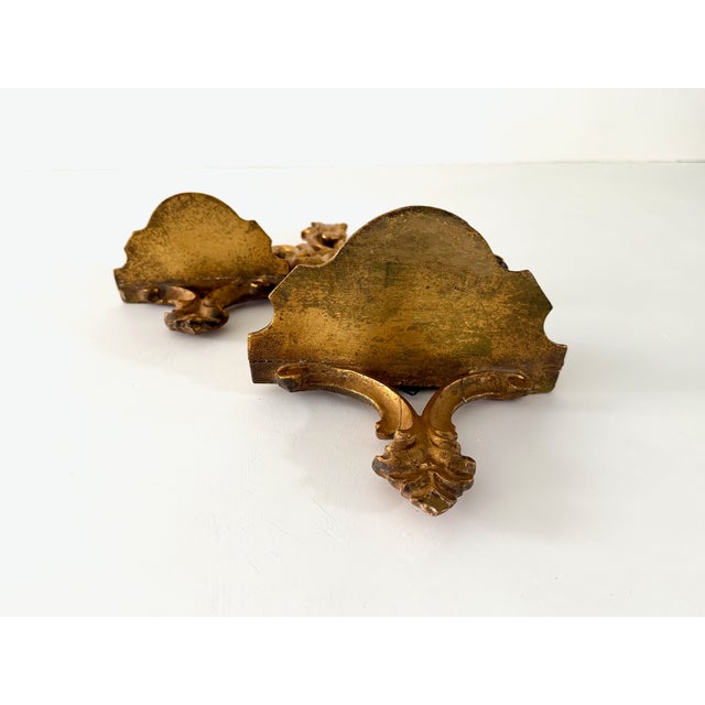 Mid 20th Century Italian Florentine Double Shelf Wall Bracket For Sale - Image 5 of 14