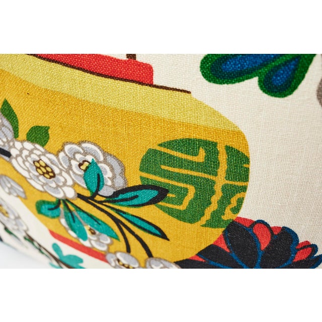 2010s Schumacher Chiang Mai Dragon Alabaster Linen Double-Sided Pillow For Sale - Image 5 of 7