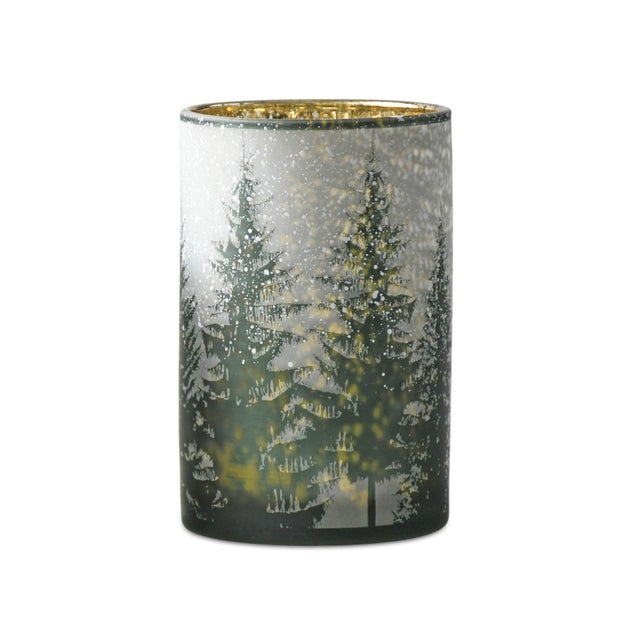 Frosted Pine Mercury Glass Candle Holder (Set of 2) For Sale In Chicago - Image 6 of 6