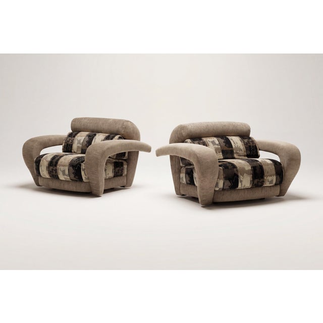 1990s Pair of Weiman Lounge Chairs in the Style of Vladimir Kagan For Sale - Image 5 of 13