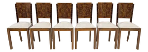 Art Deco Italian Walnut Dining Chairs, 1940s, Set of 6