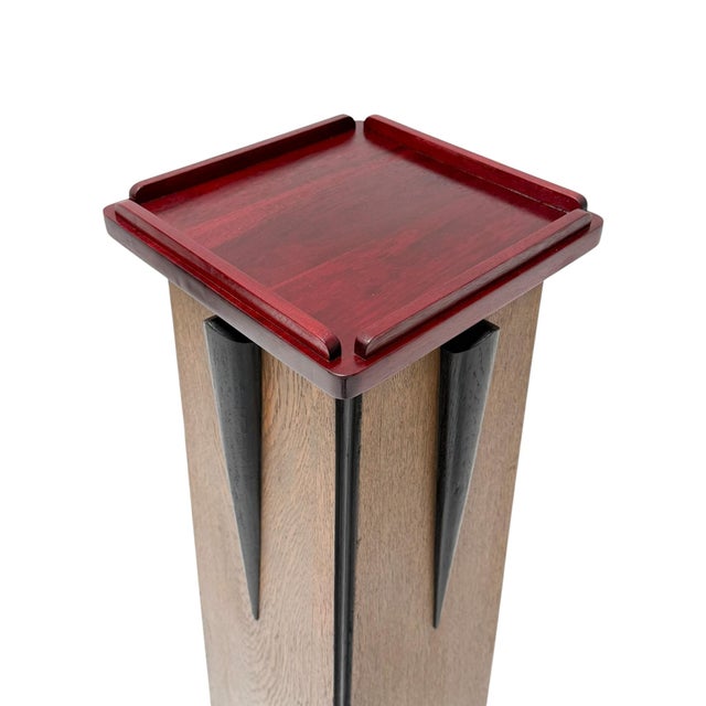 Art Deco Pedestal in Oak by E.G.C. Schubad, 1920s For Sale - Image 4 of 10