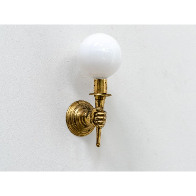 Maison Jansen Vintage Brass Wall Sconces from Maison Jansen, 1950s, Set of 2 For Sale - Image 4 of 9