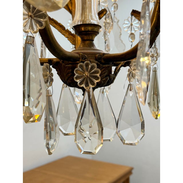 Metal Antique Crystal Chandelier For Sale - Image 7 of 9