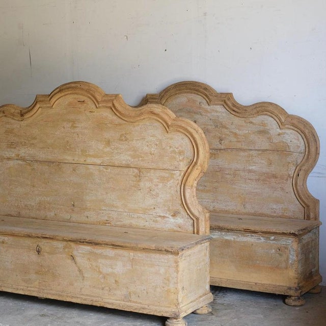 Italian Hall Benches/Cassapanca, Pair Available For Sale - Image 4 of 4