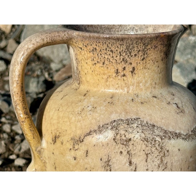 Handmade Beige-Yellow Crackle Glazed Ceramic Art Jug by Richard Uhlemeyer, Germany, 1970s For Sale - Image 9 of 18