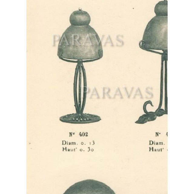 Pair of E. Gauthier & Daum French Art Deco Lamps 1920s - Yellow Mottled Glass & Iron For Sale - Image 12 of 12