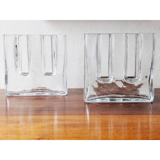 Sculptural Crystal Glass Vases by Josef Riedl for Riedl Glass, Austria, 1970s, Set of 2, in Flawless conditions. Designed...