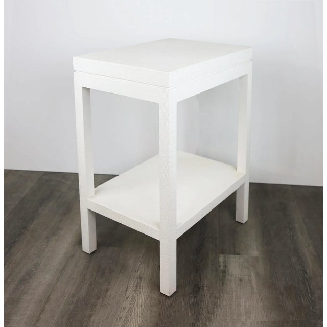 2000 - 2009 A pairCarl Springer Style White Raffia Wrapped Nightstand For Sale - Image 5 of 9