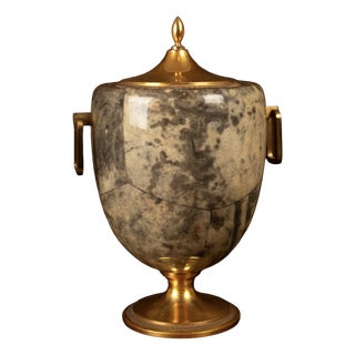 Grey Parchment and Brass Thermos Glacette by Macabo for Cusano Milanino, Italy, 1950 For Sale