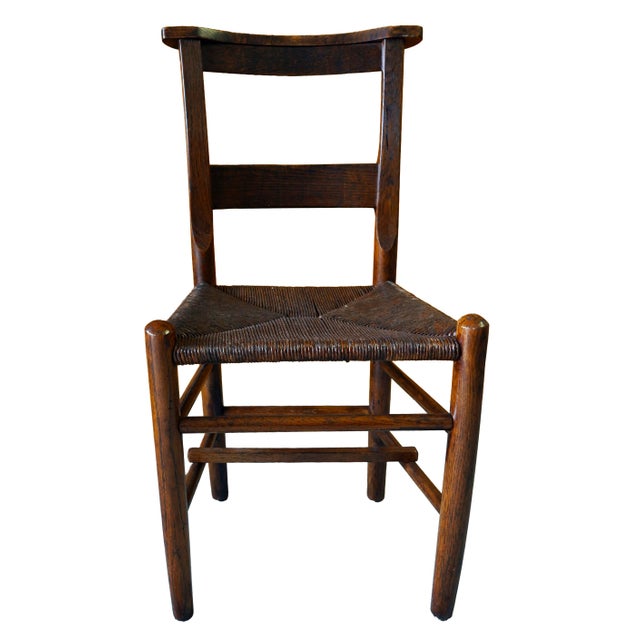 Brown Vintage Chapel Chairs With Original Hymnal Racks – Set of 3, Solid Wood, Rush Seat For Sale - Image 8 of 16