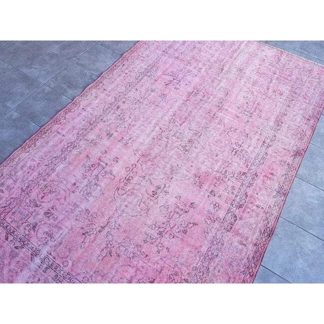 Art Deco 1960s 5x8 Light Pink Wool Area Carpet For Sale - Image 3 of 11