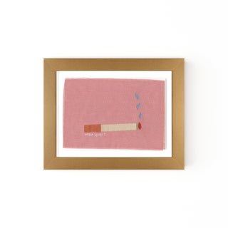 Lucinda the Rust Cigarette by Willa Heart in Gold Frame, Mini Art Print For Sale