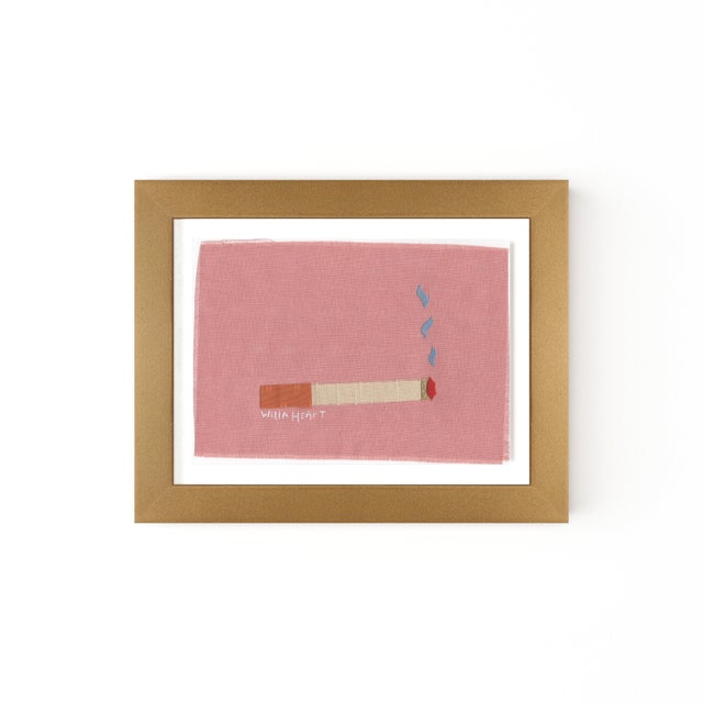 Lucinda the Rust Cigarette by Willa Heart in Gold Frame, Mini Art Print For Sale
