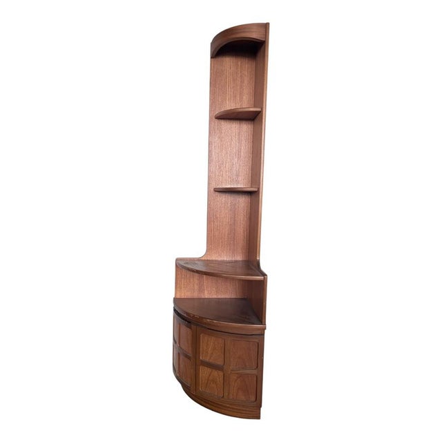 Brown Vintage Square Teak Corner Display Cabinet from Nathan, 1970s For Sale - Image 8 of 9