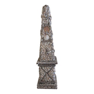 Late 20th Century Neoclassical Grand Tour Coquillage Shell Encrusted Obelisk For Sale