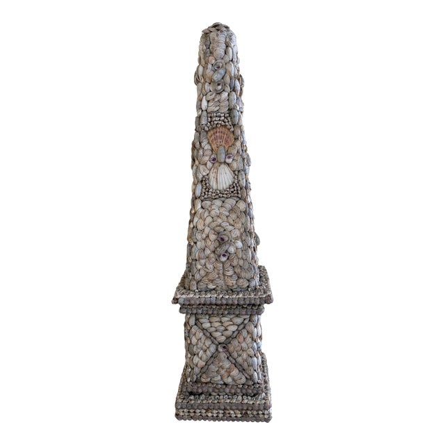 Late 20th Century Neoclassical Grand Tour Coquillage Shell Encrusted Obelisk For Sale