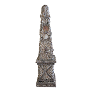 Late 20th Century Neoclassical Grand Tour Coquillage Shell Encrusted Obelisk