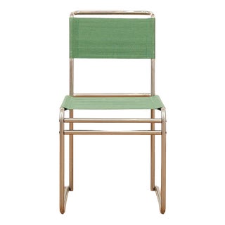 B5 / B40 Chair in Chrome-Plated Tubular Steel with Green Fabric Seat by Marcel Breuer for Tecta, 1980s For Sale