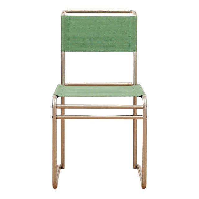 B5 / B40 Chair in Chrome-Plated Tubular Steel with Green Fabric Seat by Marcel Breuer for Tecta, 1980s For Sale